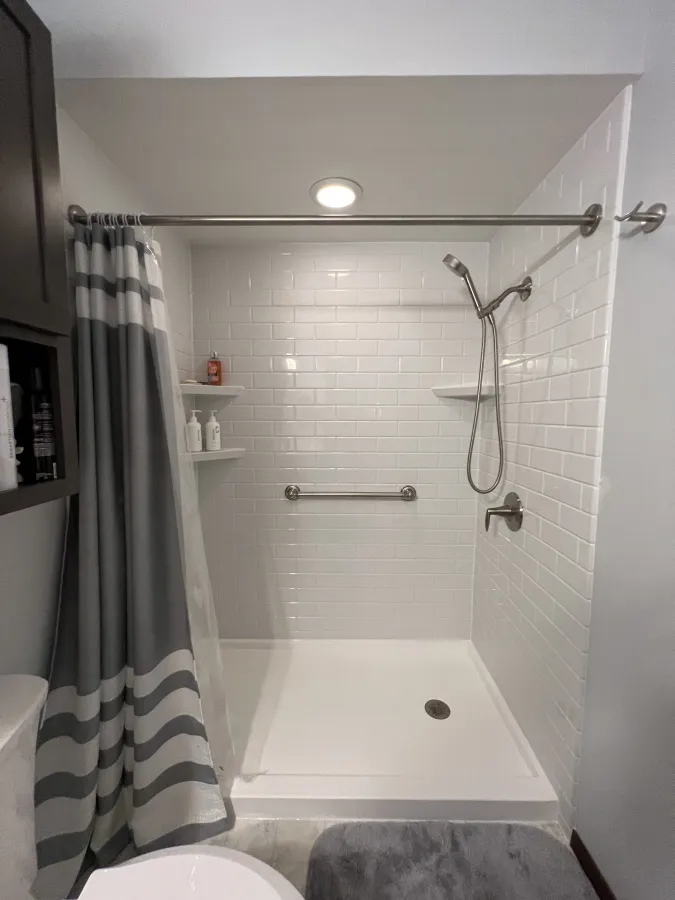 Franklin WI tub to shower conversion acrylic subway white brushed nickel