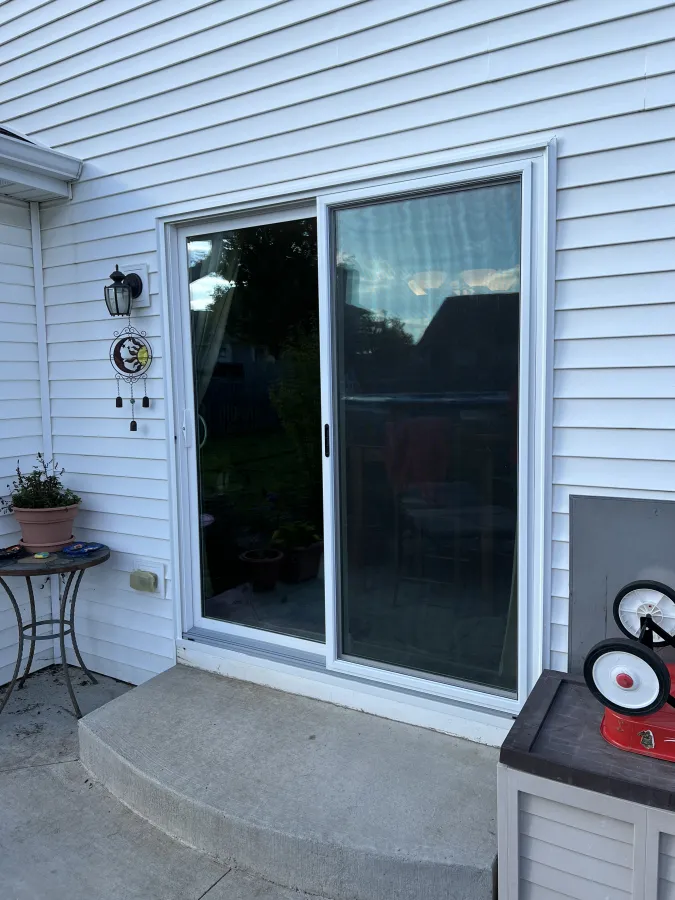 Sturtevant WI Sliding Patio Door Replacement exterior white triple pane glass Sturtevant WI Sliding Patio Door Replacement exterior white triple pane glass