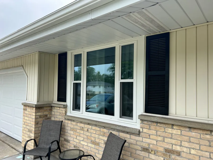West Bend WI Window Replacement Double Hung Picture White Full Frame Installation Triple Pane Glass exterior West Bend WI Window Replacement Double Hung Picture White Full Frame Installation Triple Pane Glass exterior