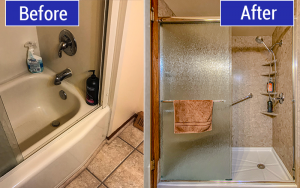 Before and After Tub to Shower Conversion in Saukville, WI