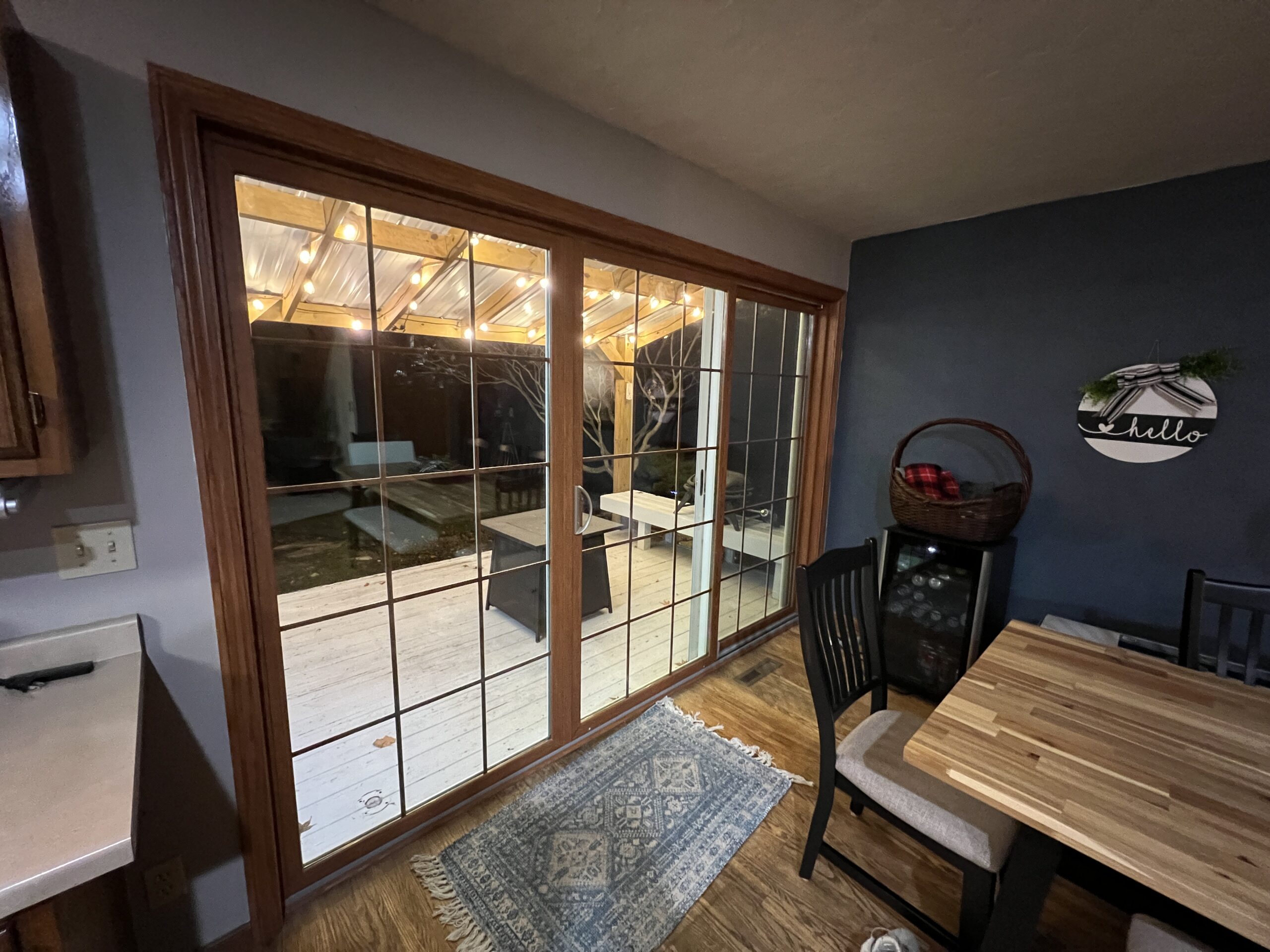 Large patio door from dining room